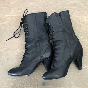 Diesel Boots Black Leather w/ 3” Heel